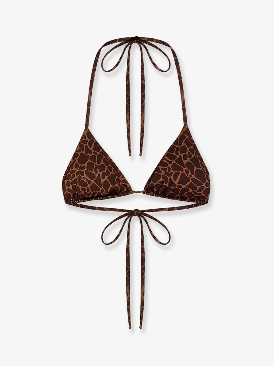 Bikini Top Brown Polyamide Swimwear