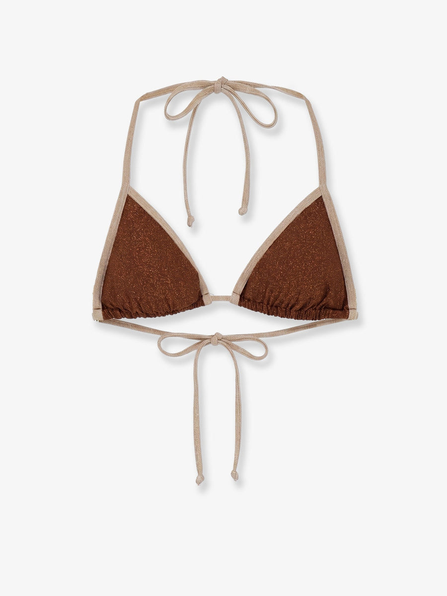 String Bikini Top Leah Brown Lurex Polyamide Swimwear