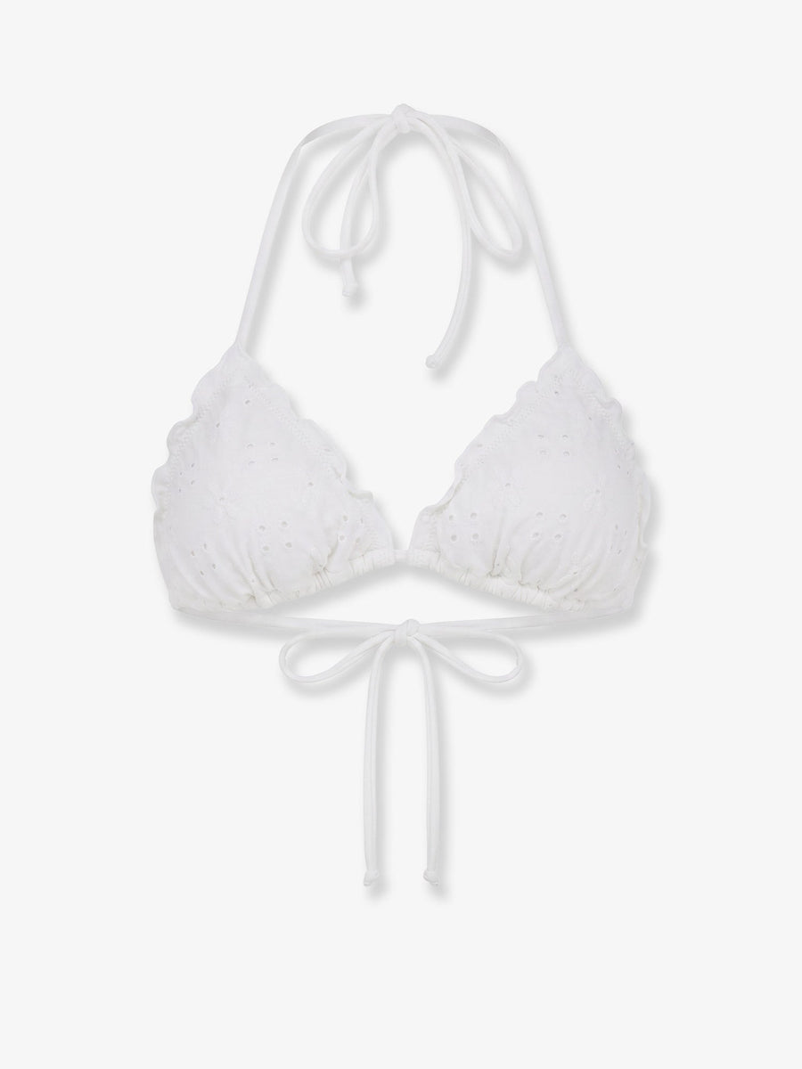 Bikini Top Sagittarius Embroidered White Polyamide Swimwear