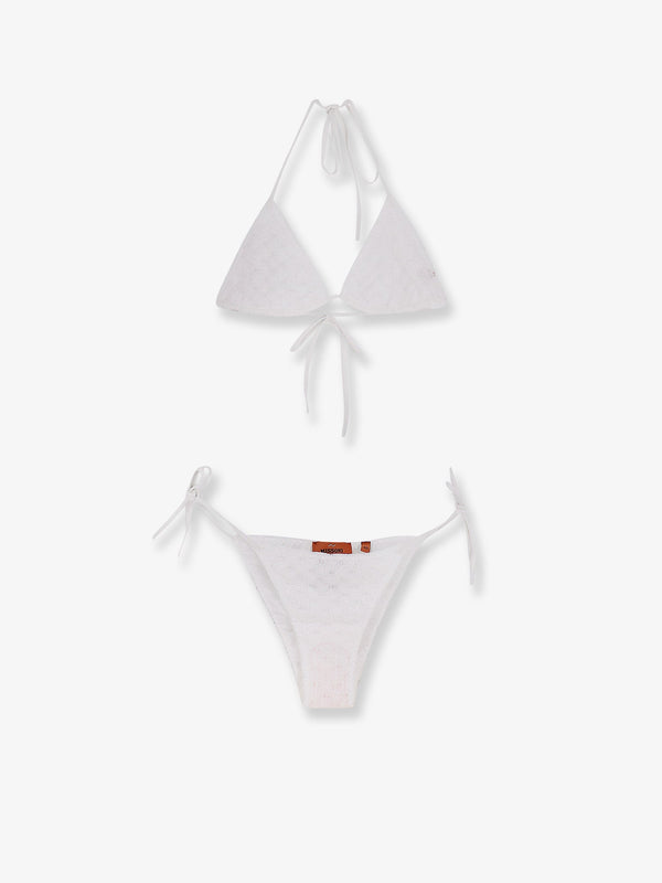 Embroidered Bikini White Viscose Swimwear