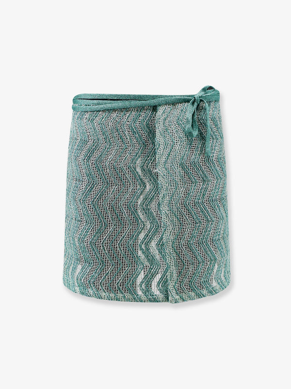 Viscose Blend And Sequin Mini Skirt Green