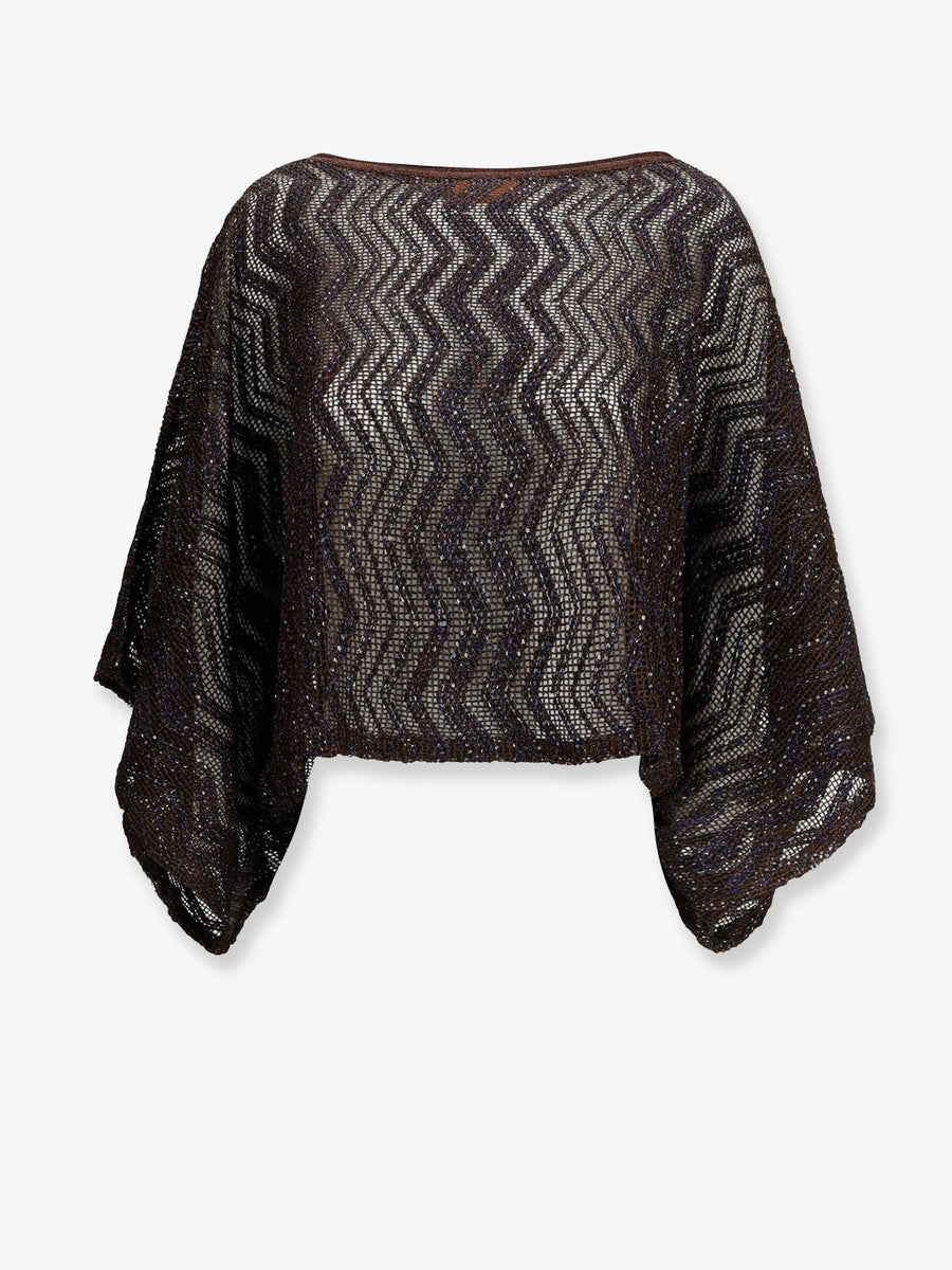 Viscose Top With Chevron Pattern Brown T-shirts & Jerseys