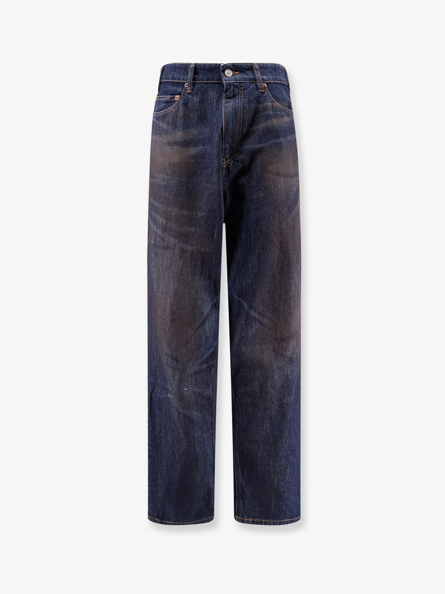Jeans With Signature Tag Blue Cotton