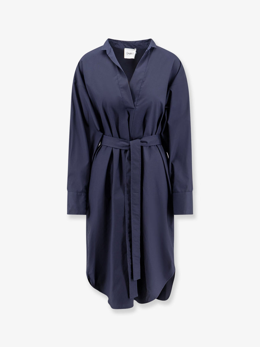Dress — Belted Cotton Blue