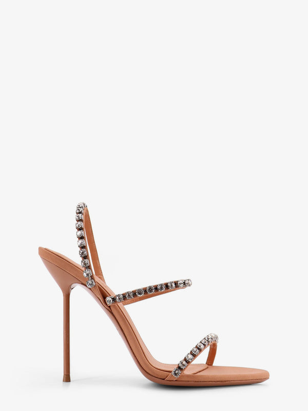 Lidia Satin Sandals With Crystal Detail Beige Satin/leather