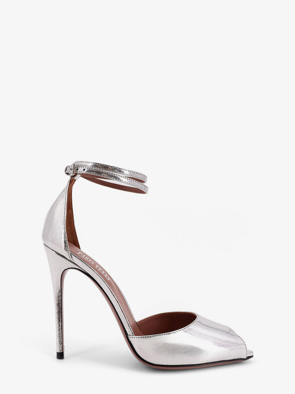 Laminated Leather Sandals Silver