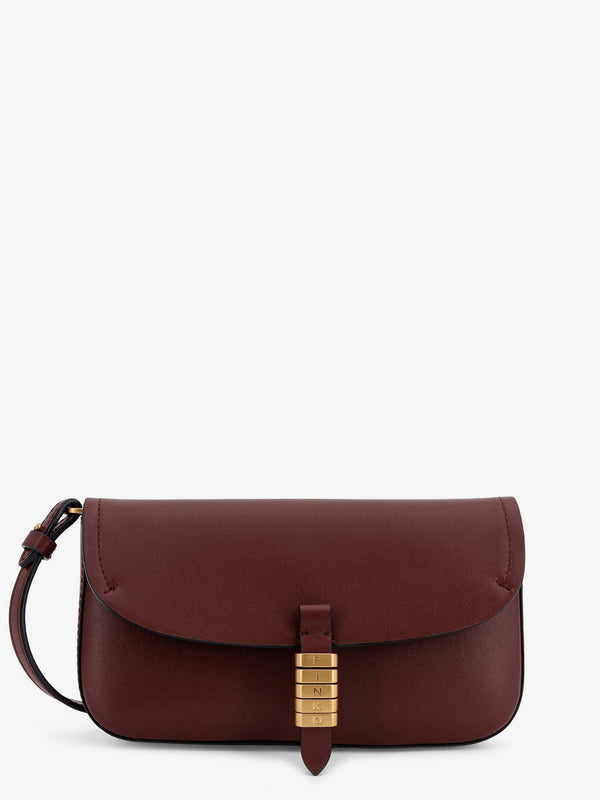 Saddle Flat Leather Crossbody Bag Red Shoulder