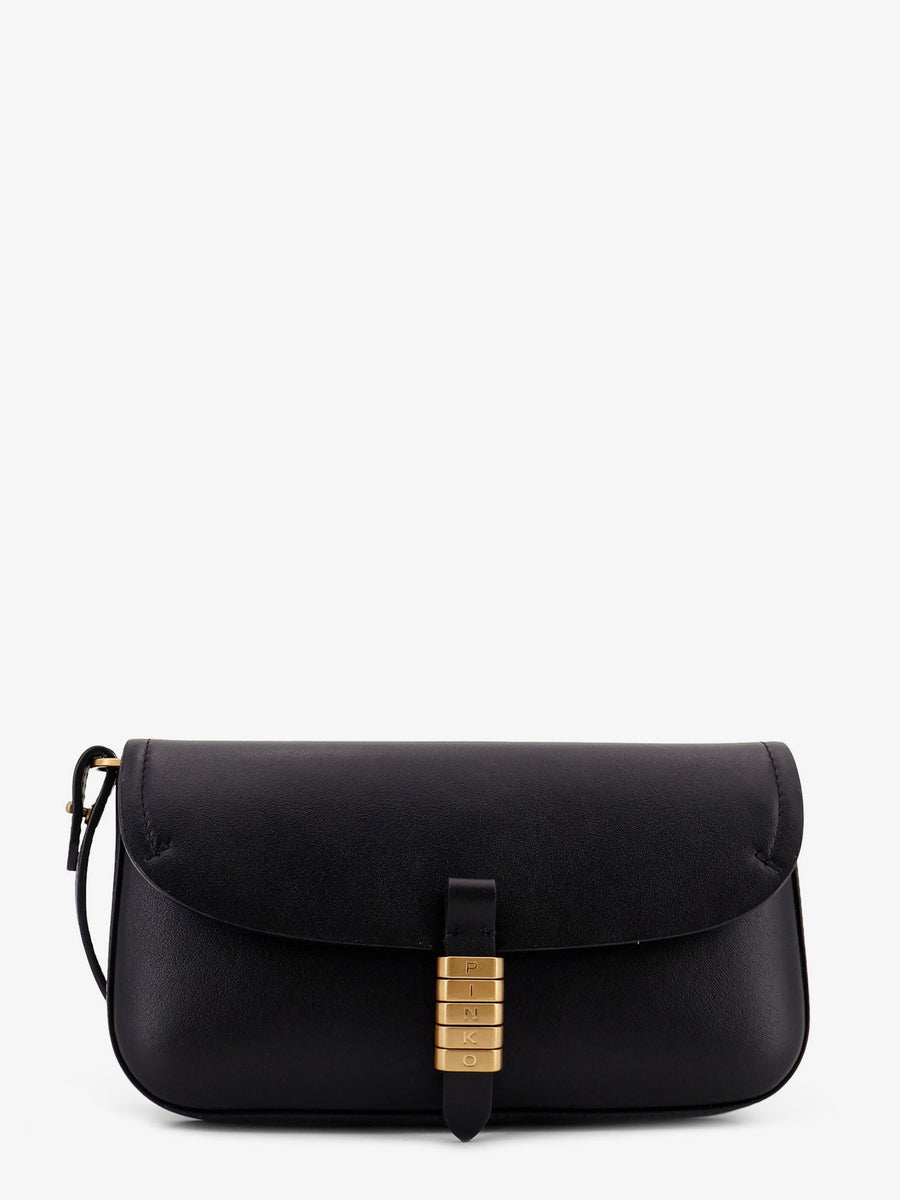 Saddle Flat Leather Crossbody Bag Black Shoulder