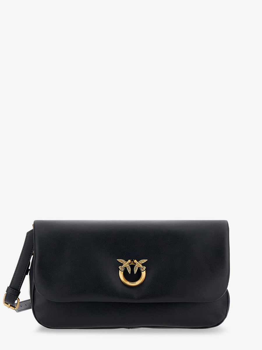 Soft Horizontal Leather Crossbody Bag Black Shoulder