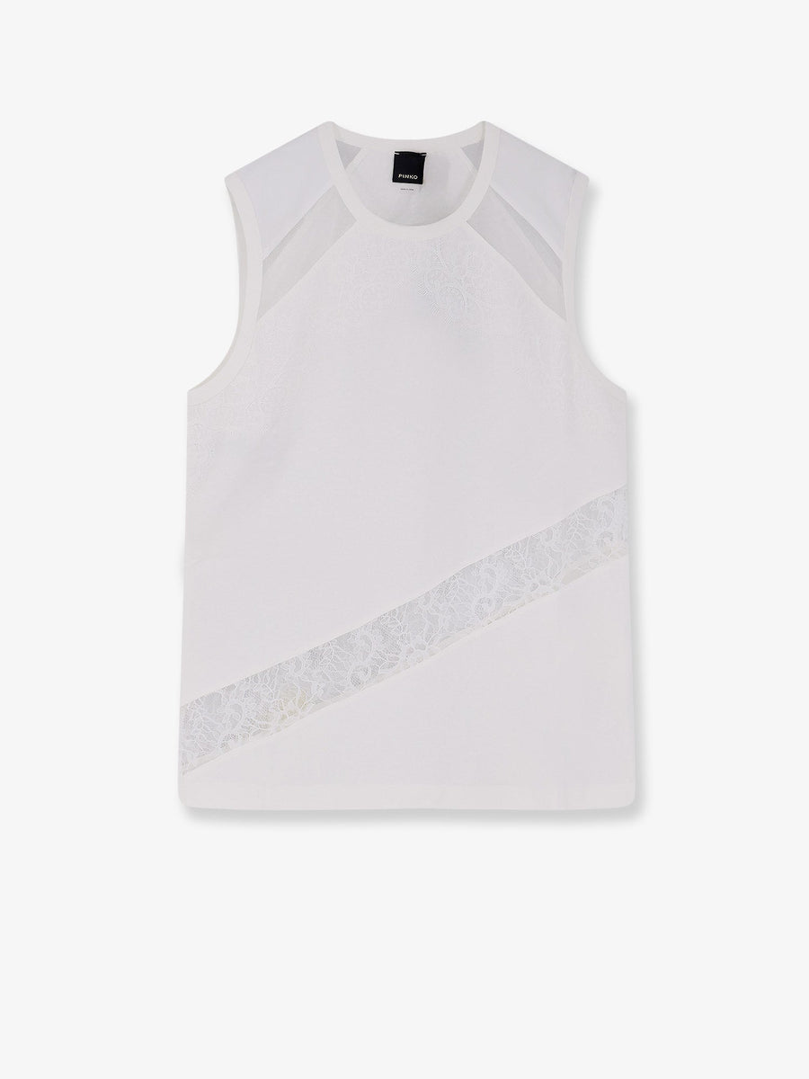 Cotton Tank Top With Lace Inserts White T-shirts & Jerseys