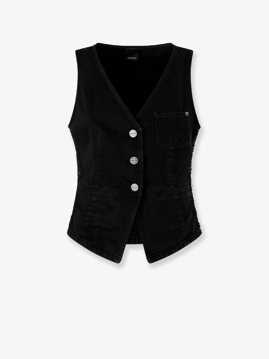Cotton Gardener Vest With Laces Black Blazers