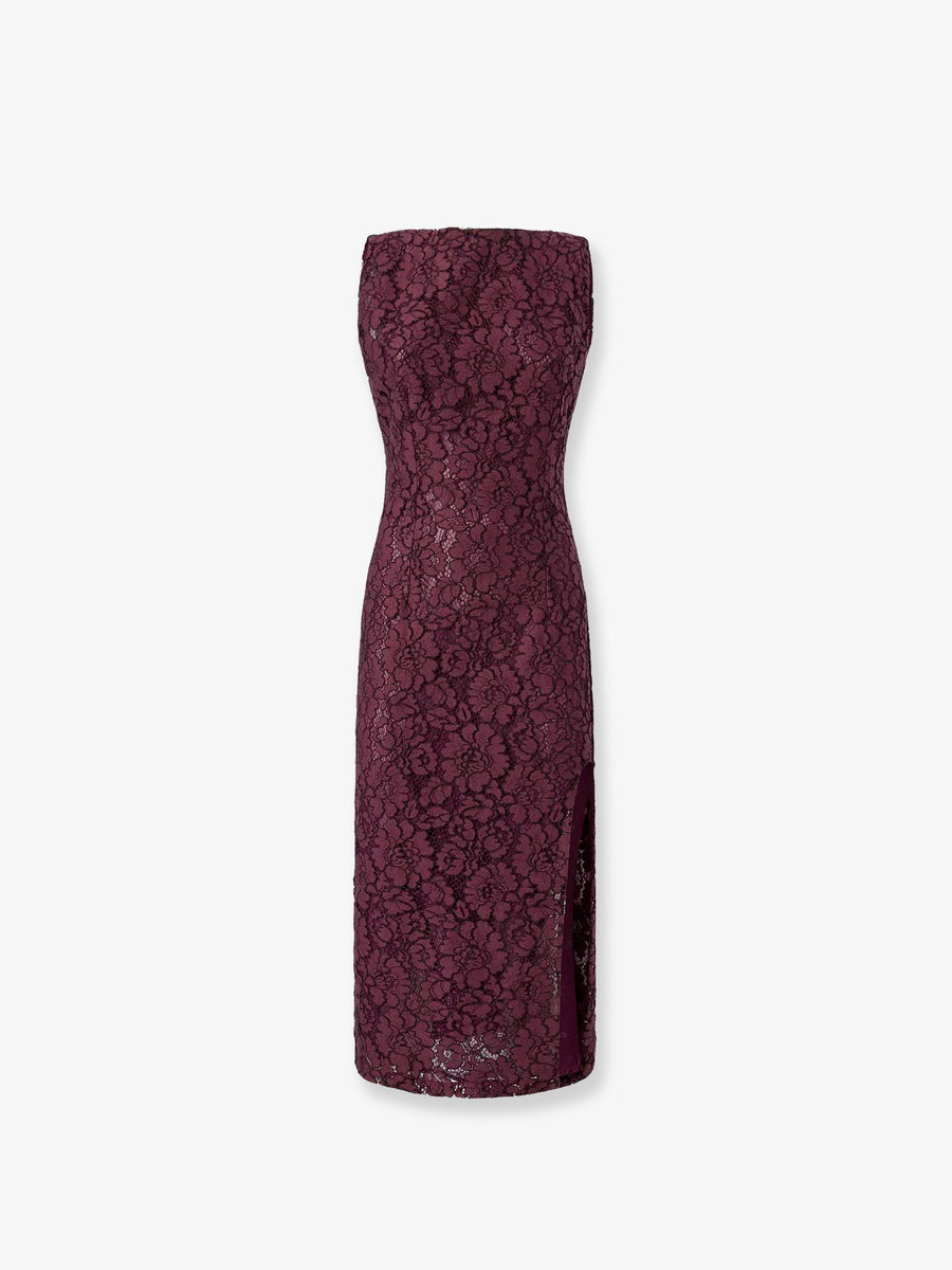 Lace Dress Purple Cotton