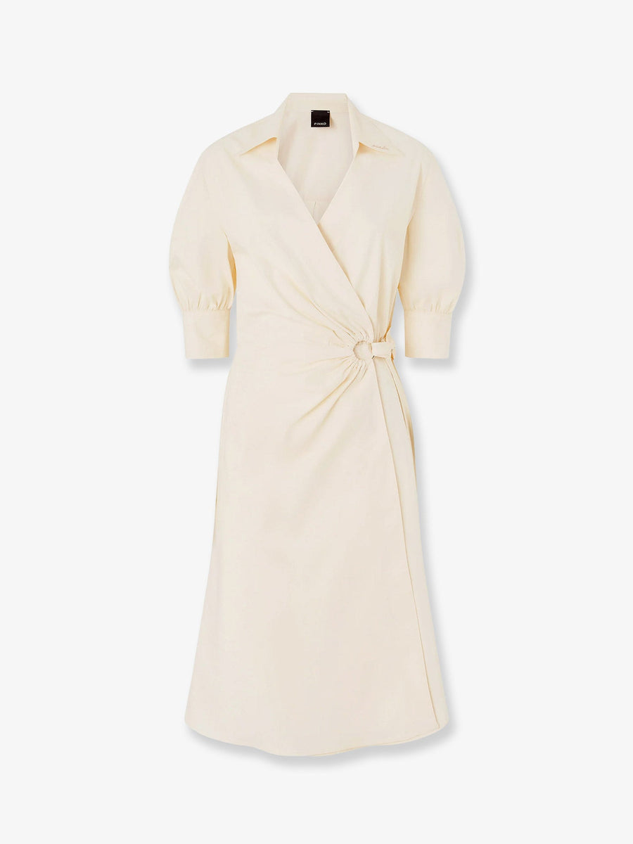 Dress A-Line Stretch Cotton Beige
