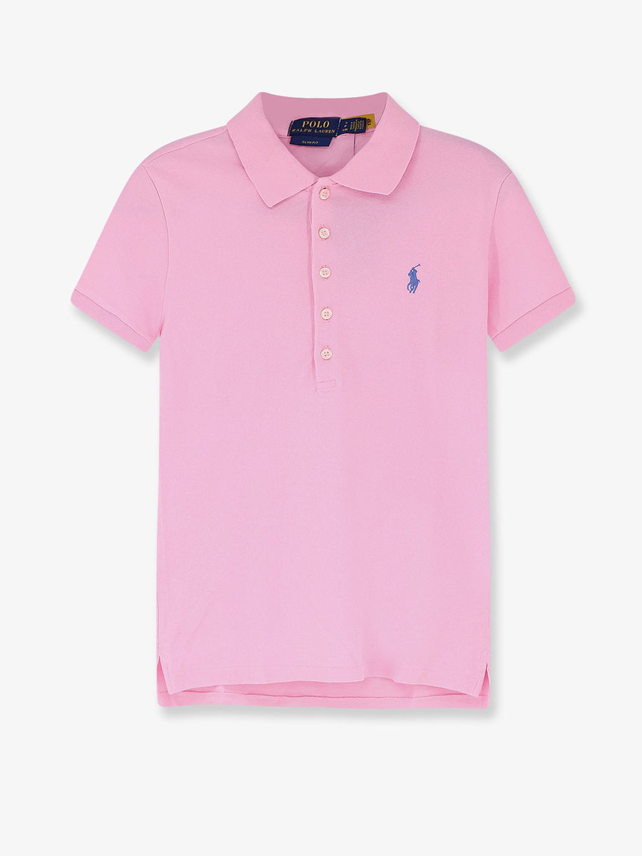 Cotton Blend Polo With Embroidered Logo Pink Tops