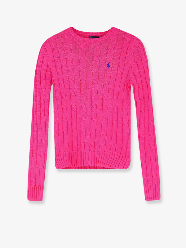 Cotton Sweater With Embroidered Logo Pink