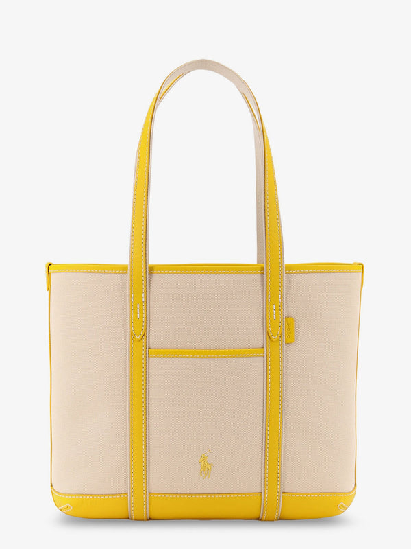 Canvas Shoulder Bag With Embroidered Logo Yellow Canvas/leather