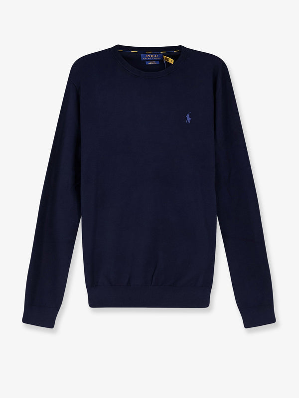 Cotton Sweater With Embroidered Logo Blue