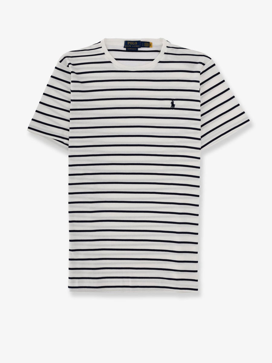Cotton T-Shirt With Striped Pattern White T-shirts