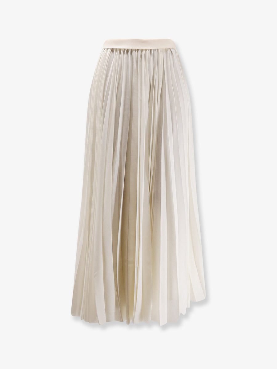Pleated Skirt White Polyester