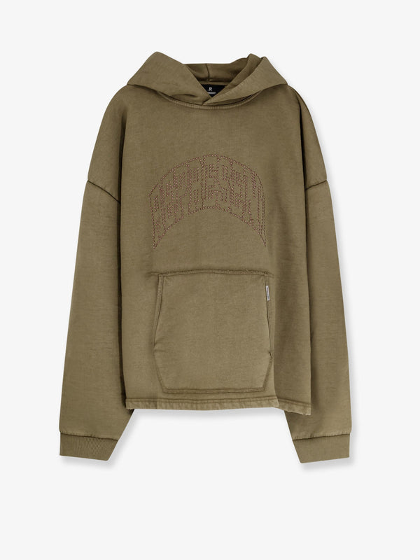 Hoodie Embellished Green Cotton Sweatshirts