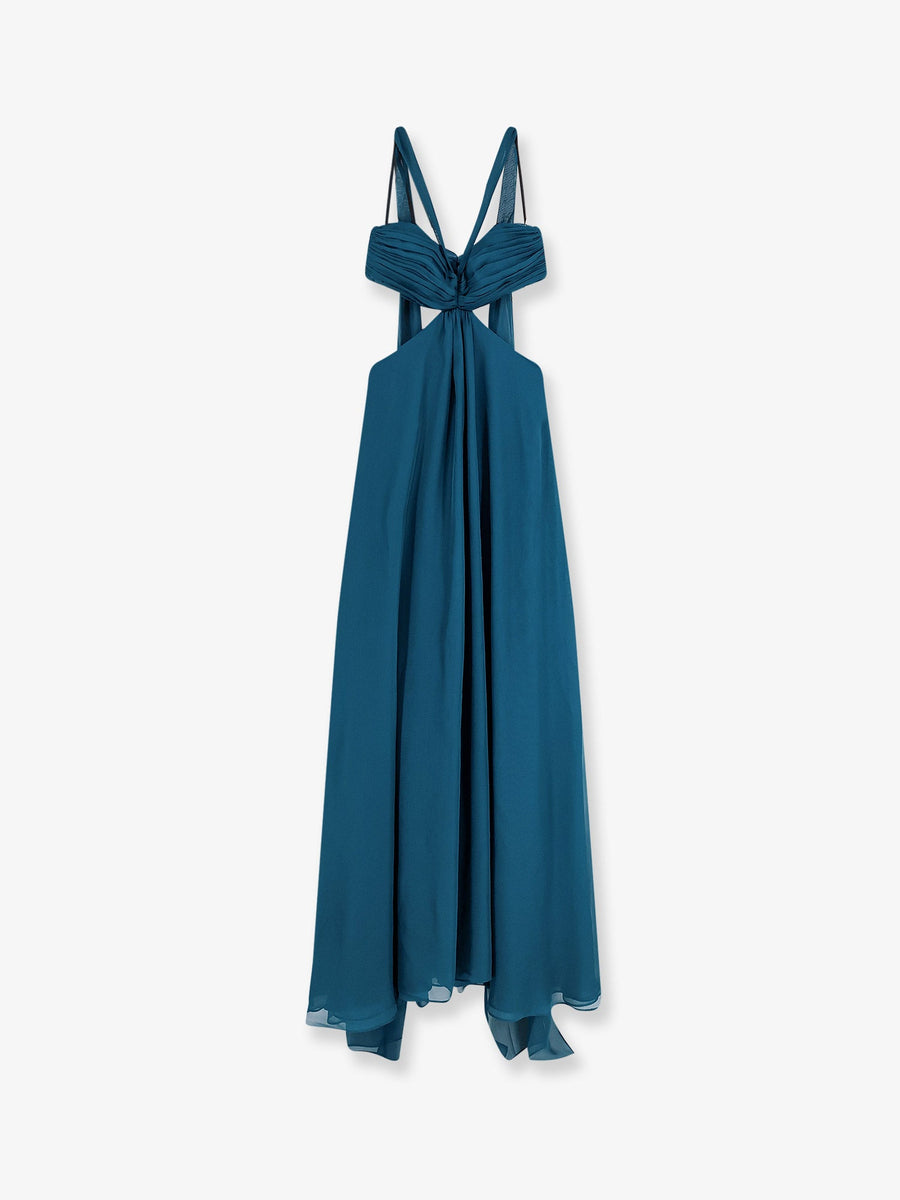 Chiffon Dress Blue Polyester