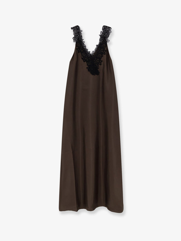 Silk Long Dress Green