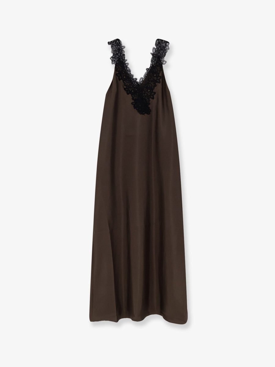 Silk Long Dress Green
