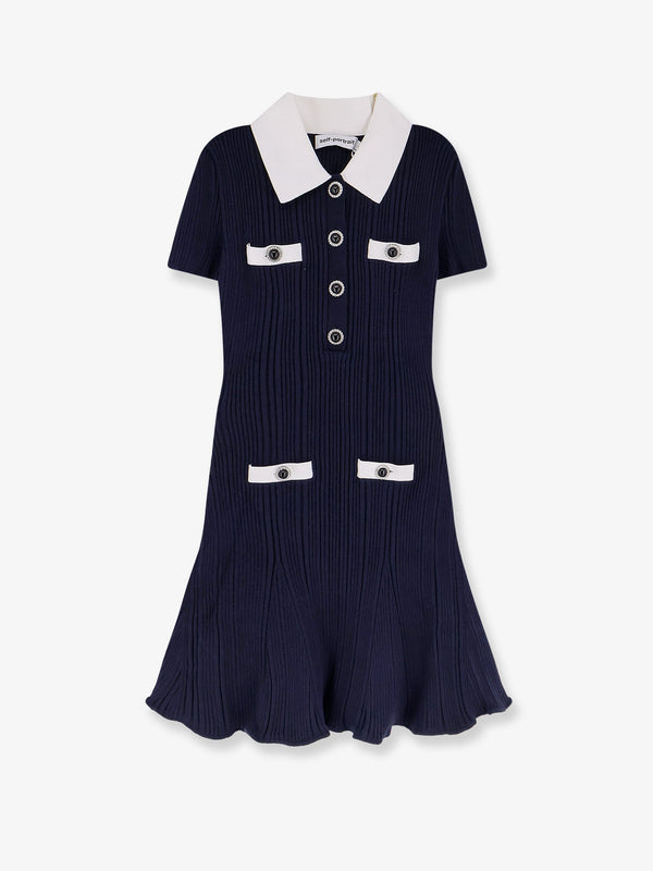 Mini Ribbed Dress Blue Polyamide