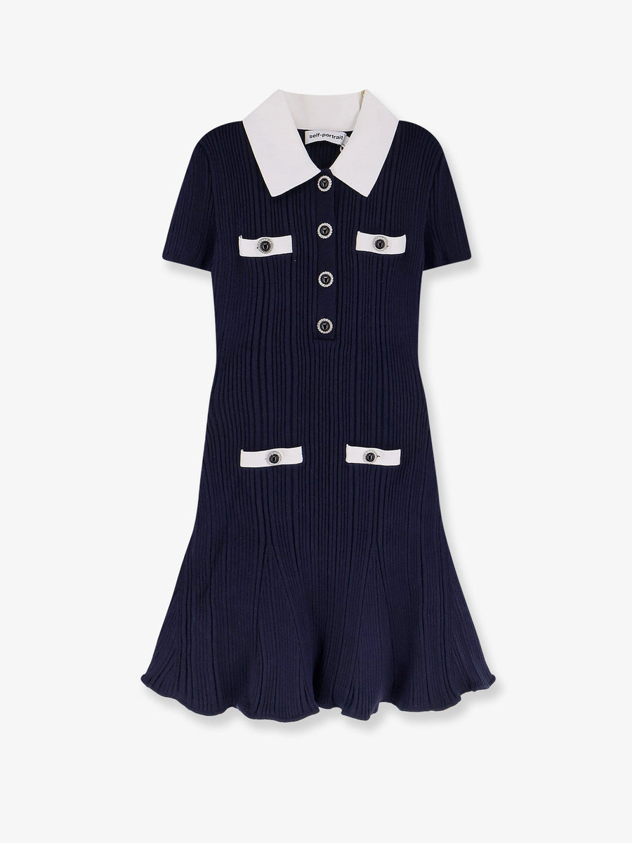 Mini Ribbed Dress Blue Polyamide