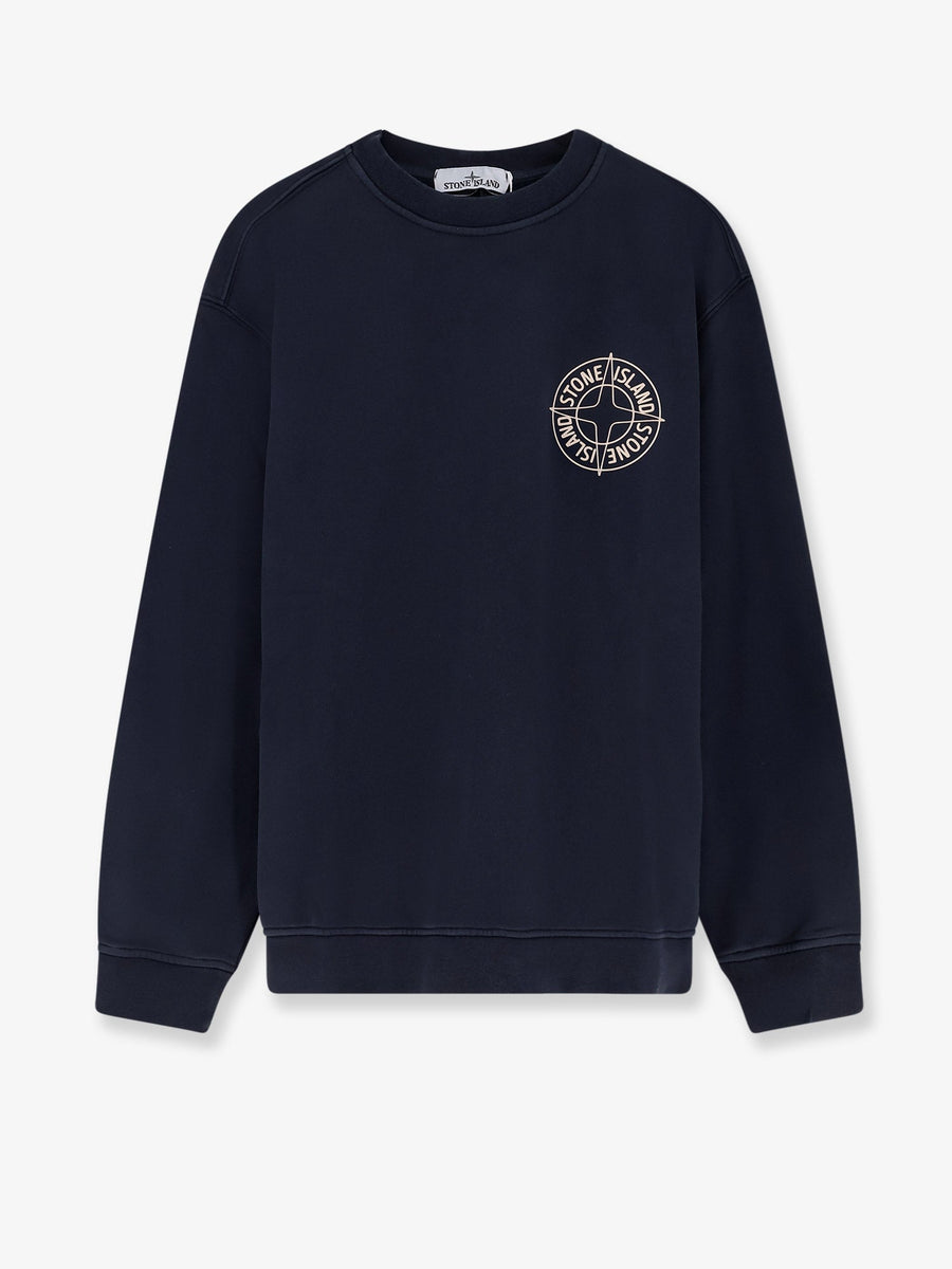 Cotton Sweatshirt With Embossed Logo Blue Sweatshirts