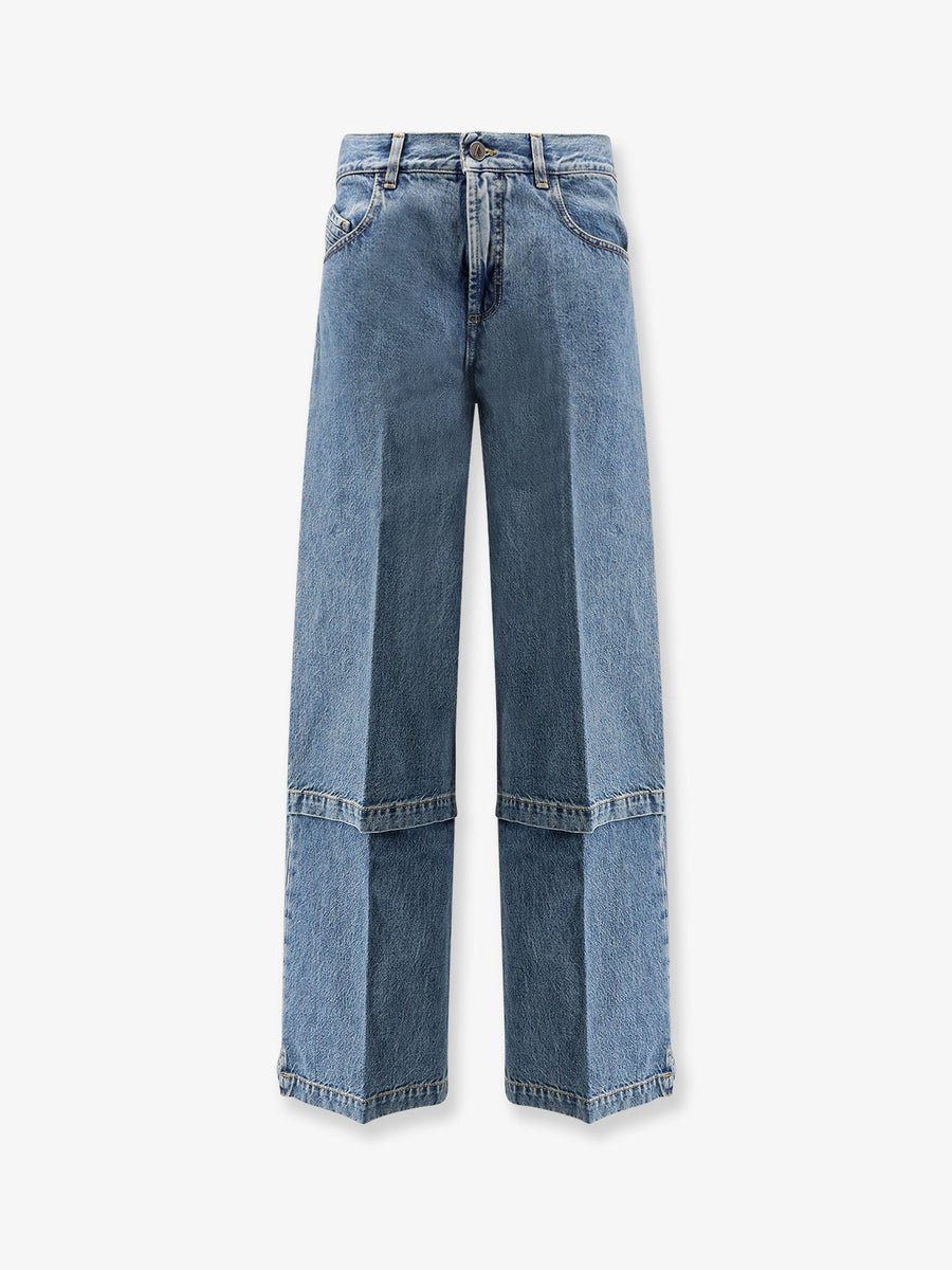 Jeans With Logo Embroidery, Blue Cotton