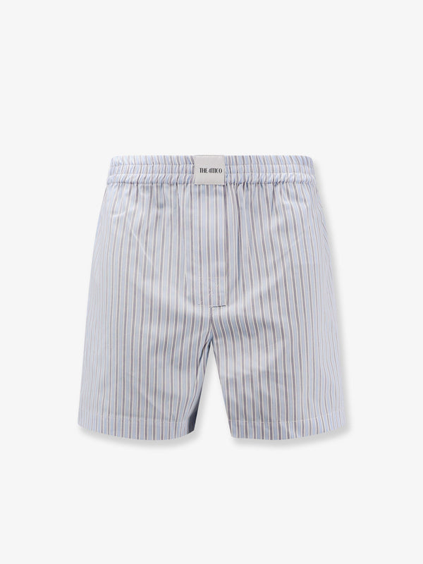 Striped Cotton Shorts Blue