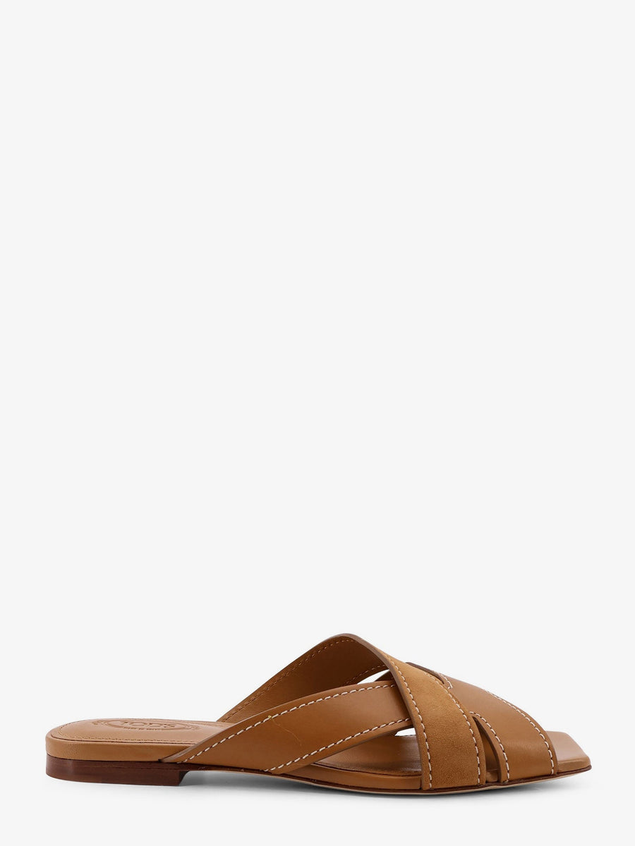 Leather Sandals With Suede Detail Brown