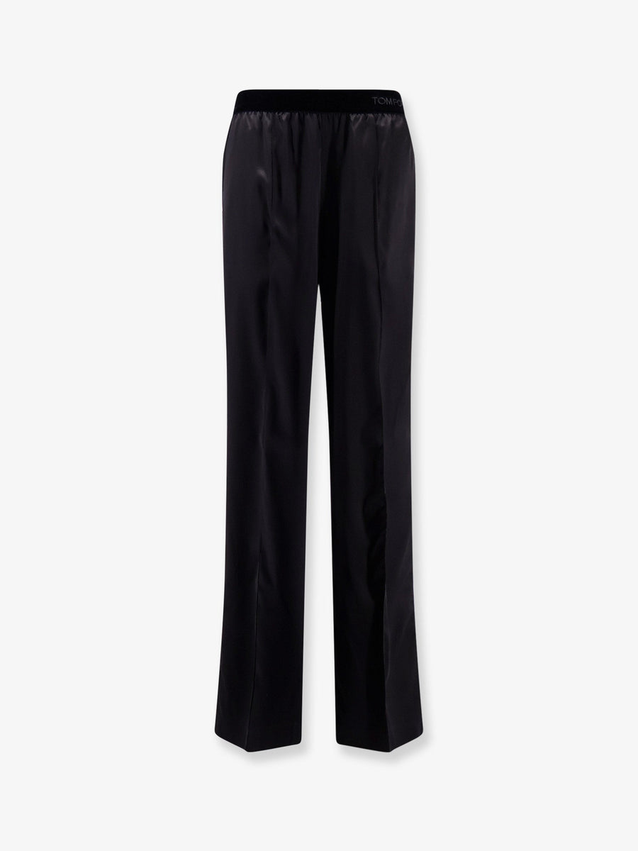 Stretch Satin Trousers Black Silk