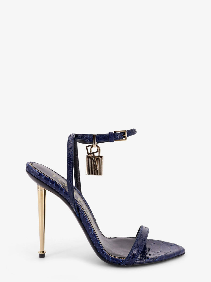 Laminated Leather Sandals With Padlock Blue