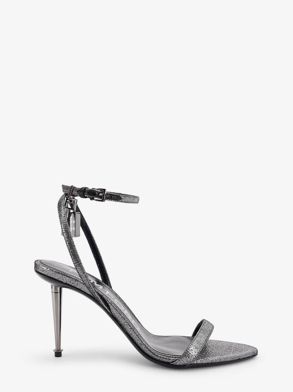 Laminated Heeled Sandals Silver Polyester