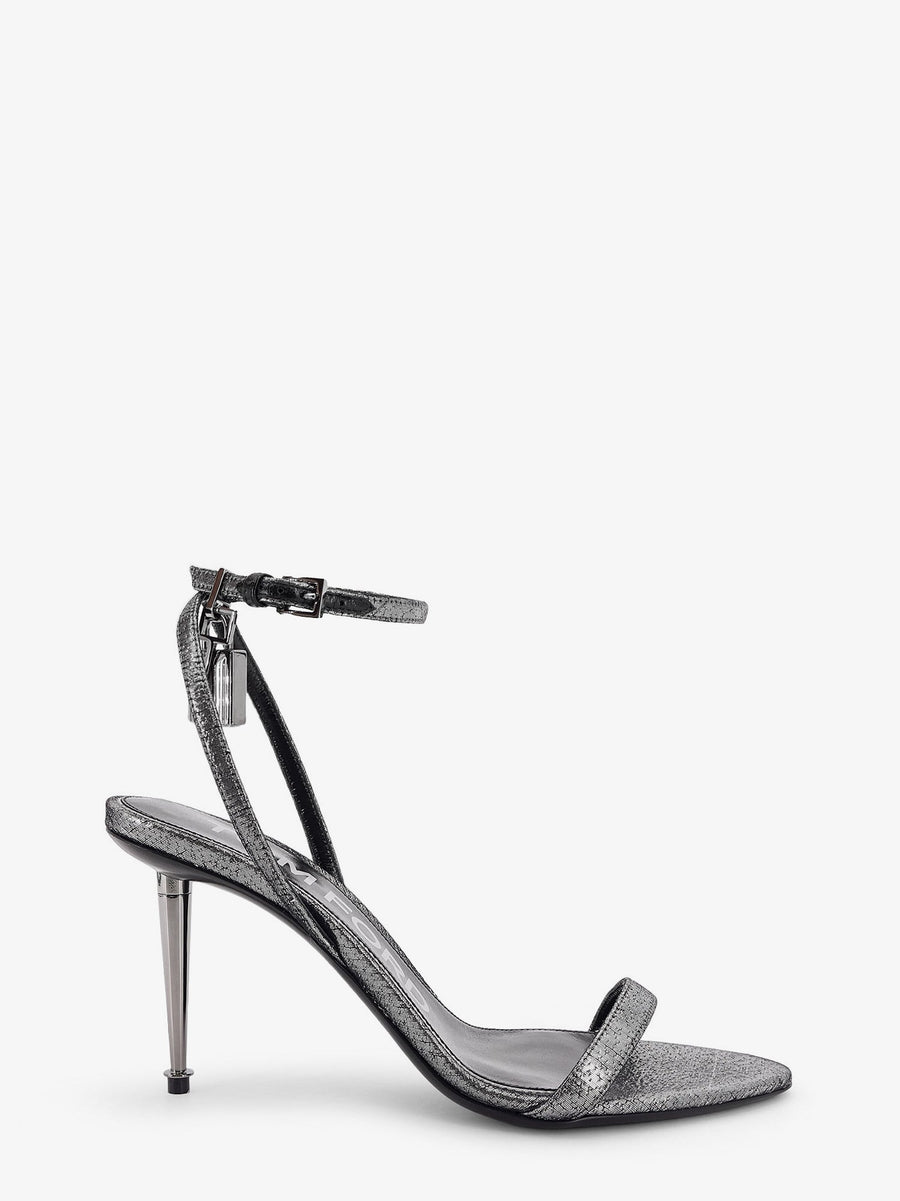 Laminated Heeled Sandals Silver Polyester