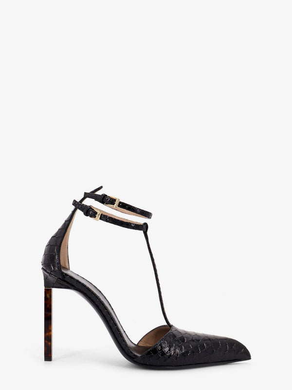 Python-Effect Leather Pumps Black