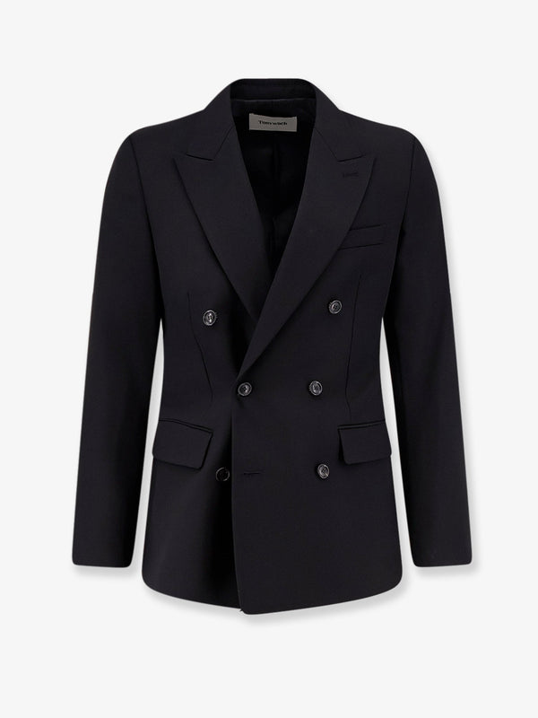 Tailored Wool Blend Blazer Black Blazers
