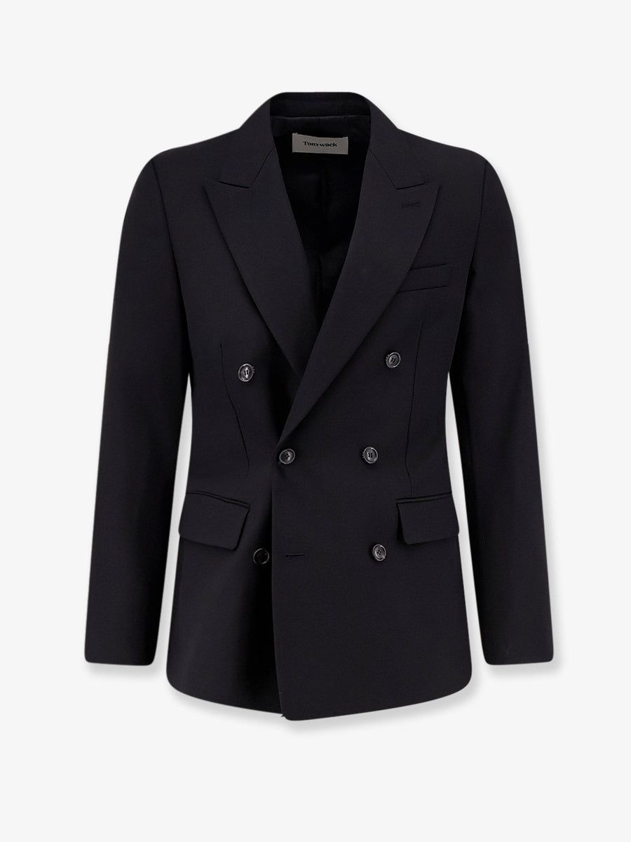 Tailored Wool Blend Blazer Black Blazers