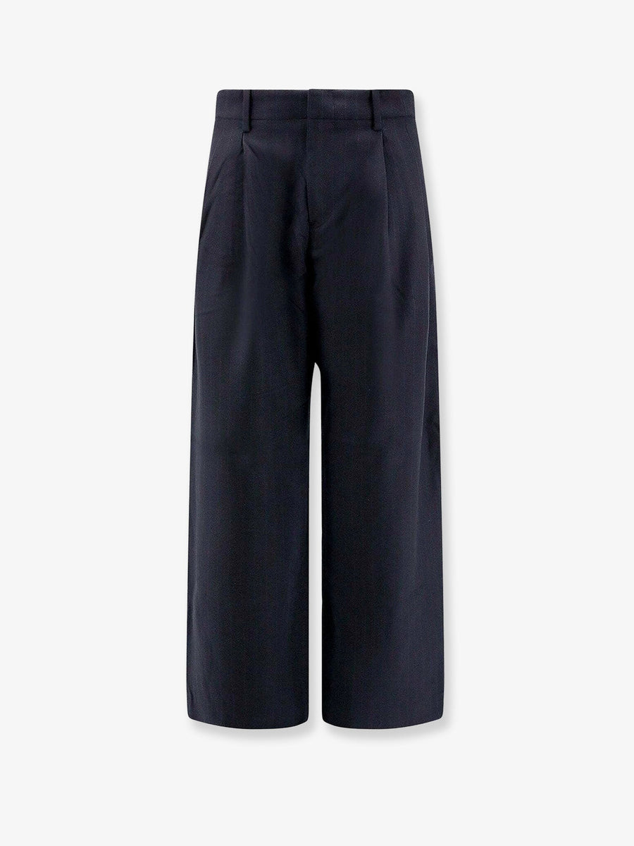 Loose Fit Cotton Trousers Blue