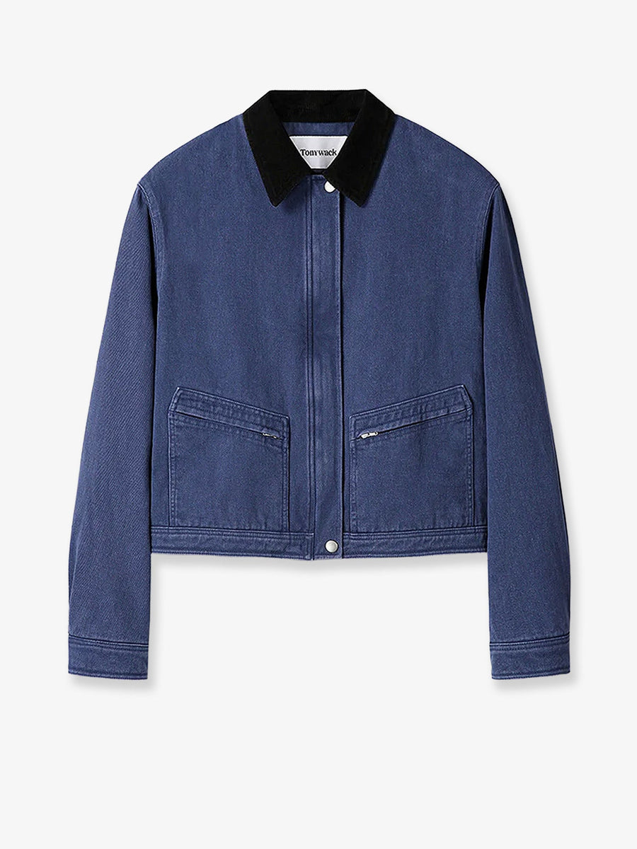 Denim Jacket Crop Fit Blue Cotton