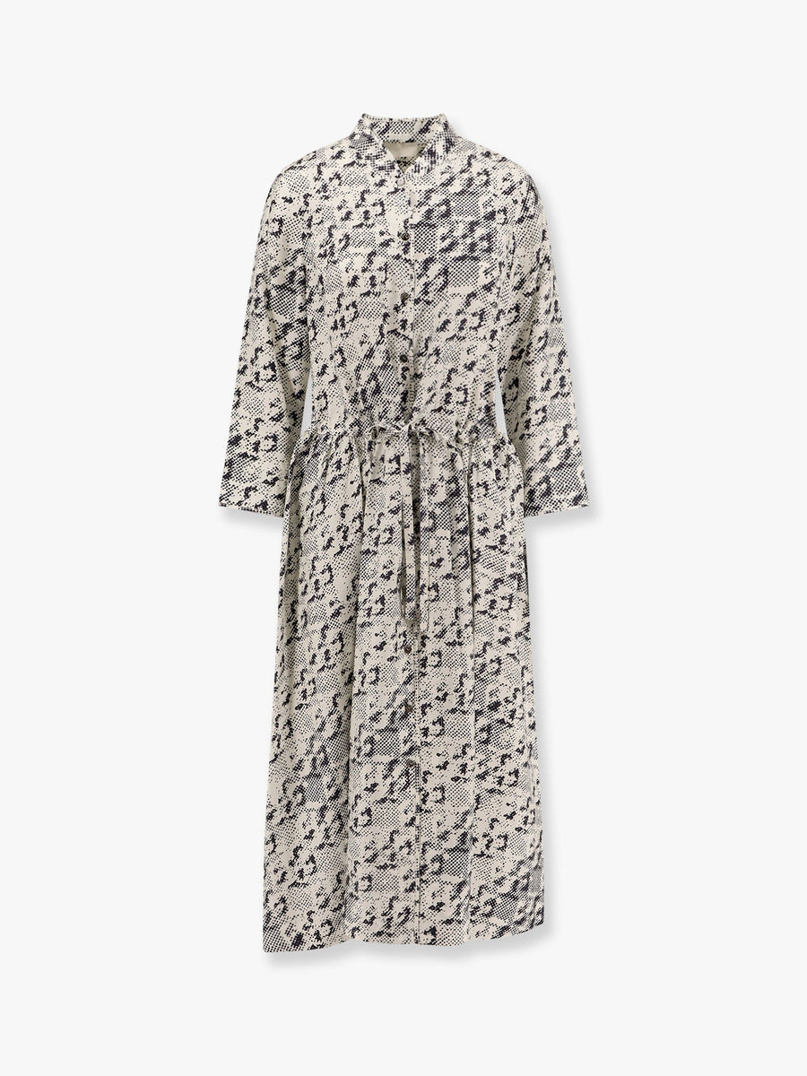 Silk Dress Grey With Pixelated Logo