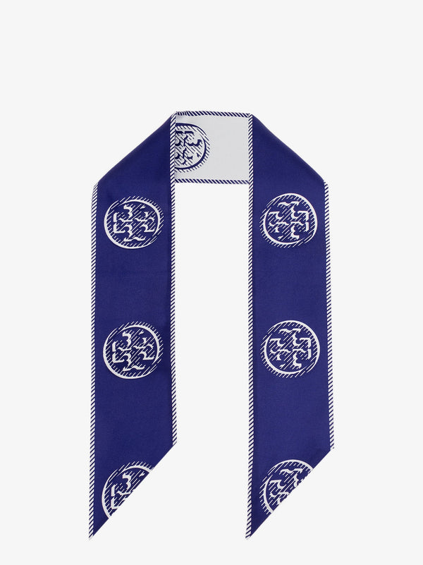 Medallion Logo Ribbon Silk Tie Blue Body: Neckties & Collars