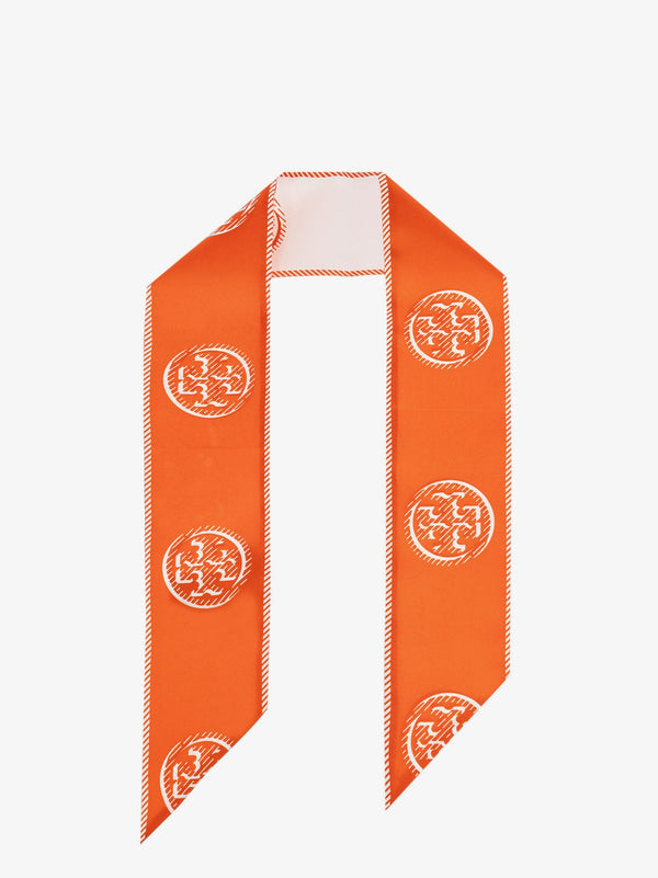 Medallion Logo Ribbon Silk Tie Orange Body: Neckties & Collars