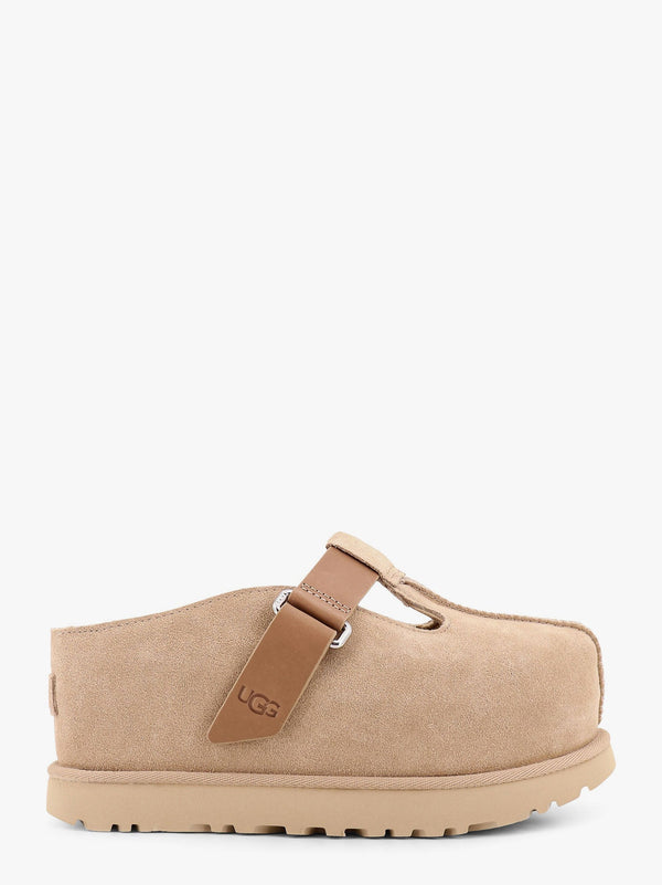 Beige Suede Sandals With Strap Closure