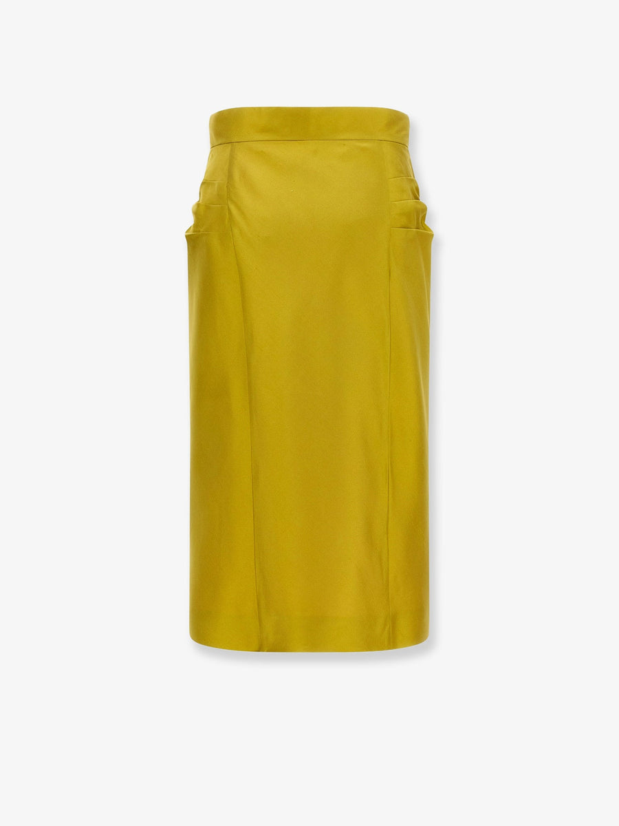 Skirt Shantung Midi Yellow Silk