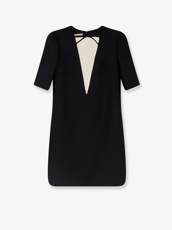 Virgin Wool And Silk Mini Dress Blue