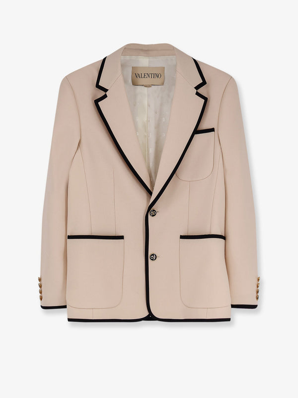 Single-Breasted Virgin Wool Blazer White Blazers