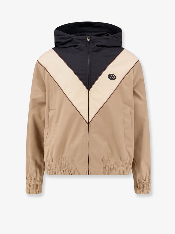 Jacket With Vlogo Signature Patch Beige Polyester